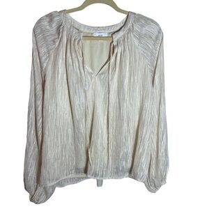 aeom Metallic Thread Long Sleeve Peasant Top, Medium